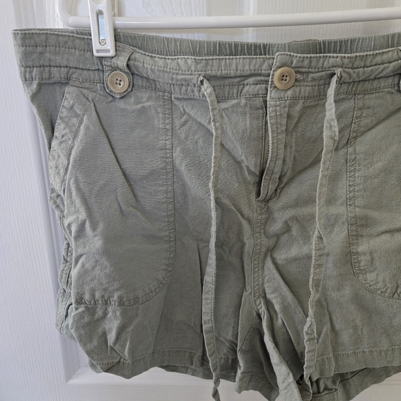 Torrid women's plus 14 green high waist linen blend shorts elastic waist pockets - Picture 8 of 9